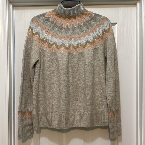 CeCe - soft pastels fair isle mock neckline with sleeve pattern - size M - Picture 2 of 4